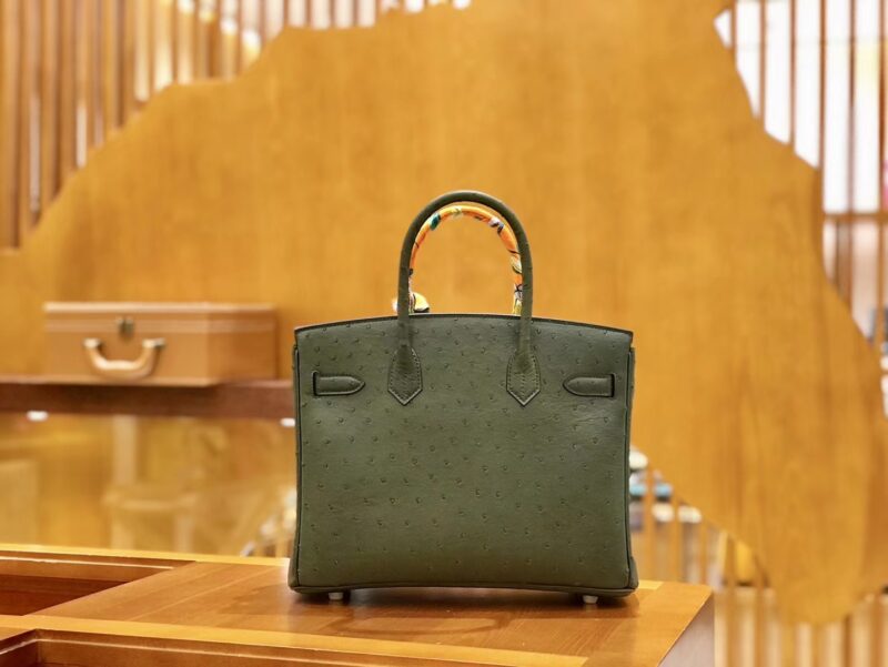 爱马仕 Birkin 30cm 丛林绿 金扣 南非KK级鸵鸟皮 全手工缝制 - Image 3