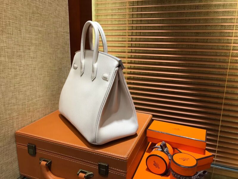 爱马仕 Birkin 25cm ( 铂金包) 掌纹牛皮 奶昔白 原版蜜蜡线 全手工缝制 - Image 7