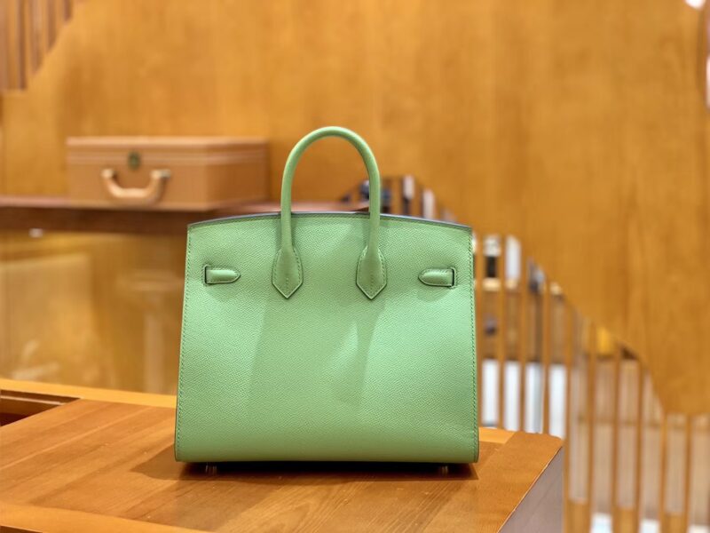 爱马仕 Birkin 25cm 掌纹牛皮 牛油果绿 金扣 外缝 - Image 3