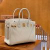 爱马仕 Birkin Touch 30cm 奶昔白 金扣 鳄鱼皮拼德国togo牛皮 全手工缝制