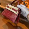 爱马仕 Mini Kelly 枣红色 一级美洲鳄鱼皮 全手工缝制 臻品级别 金扣 19cm 2代