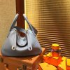 爱马仕 Lindy琳迪包 亚麻蓝 德国进口togo牛皮 全手工缝制 银扣 30cm