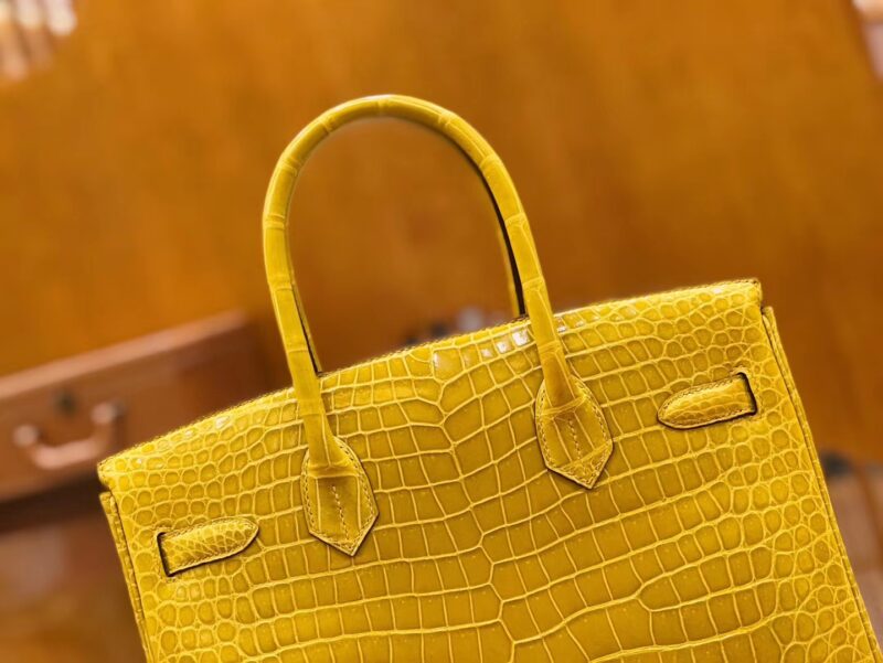 爱马仕 Birkin 30cm 琥珀黄 一级野生湾鳄 金扣 原版蜜蜡线 顶级手缝 - Image 5