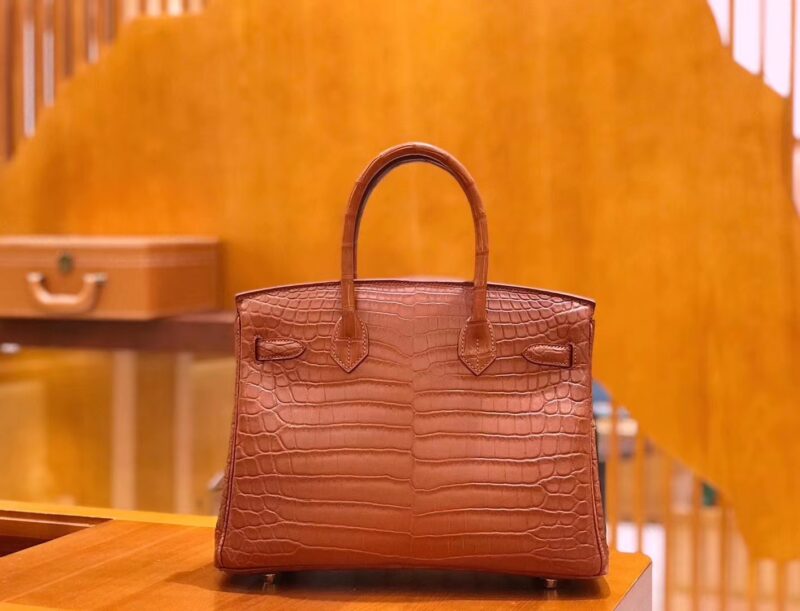 爱马仕 Birkin 30cm 焦糖棕 尼罗鳄鱼皮 金扣 原版蜜蜡线 顶级手缝 现货 - Image 3