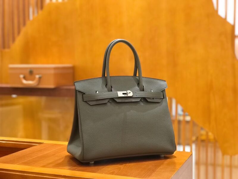 爱马仕 Birkin 30cm 锡器灰 Togo小牛皮 银扣 原版蜜蜡线 顶级手工缝制 - Image 2