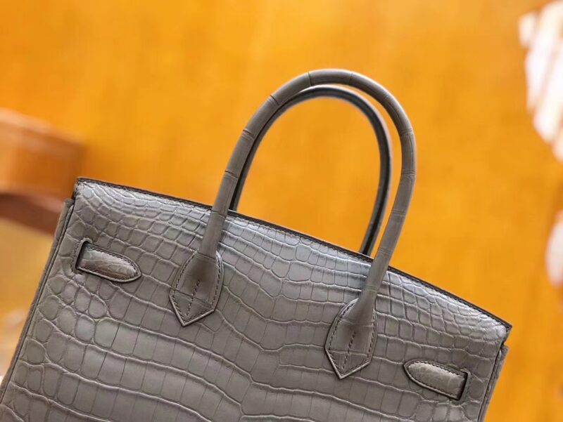爱马仕 Birkin 30cm 巴黎灰 冰川灰 尼罗鳄鱼皮 银扣 原版蜜蜡线 顶级手缝 现货 - Image 5