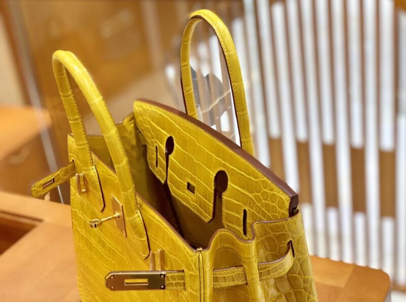 爱马仕 Birkin 铂金包 琥珀黄 一级皮 尼罗鳄鱼皮 臻品级别 金扣 30cm - Image 6