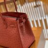 爱马仕 Birkin 30 鸵鸟皮 枣红色 金扣 全手工缝制