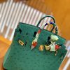爱马仕 Birkin 25cm 湖水绿 金扣 南非KK鸵鸟皮 全手工缝制