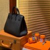 爱马仕 Birkin 铂金包 经典黑 鳄鱼皮拼德国togo牛皮 全手工缝制 金扣 25cm