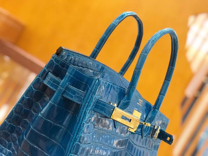 爱马仕 Birkin 30cm 伊兹密尔蓝 一级尼罗鳄 金扣 原版蜜蜡线 顶级手缝 - Image 6