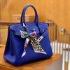 爱马仕 Birkin Touch 铂金包 琉璃蓝 鳄鱼皮拼德国togo牛皮 全手工缝制 金扣 30cm