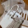爱马仕 Birkin 25cm 喜马拉雅 一级尼罗鳄鱼皮 银扣 原版蜜蜡线 顶级手工缝制