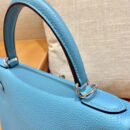 爱马仕 Kelly 凯莉包 北方蓝 小牛皮 银扣 28cm