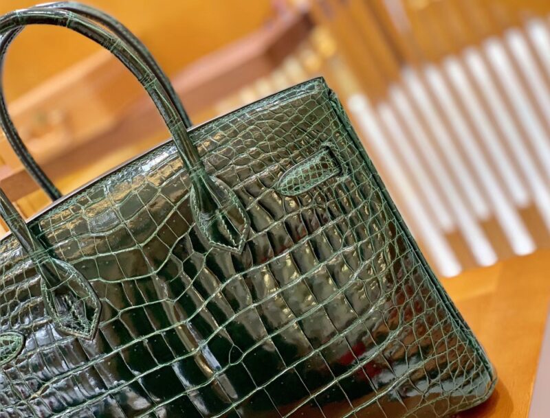 爱马仕 Birkin 30cm 祖母绿 金扣 一级皮湾鳄鱼皮 臻品级别 - Image 4