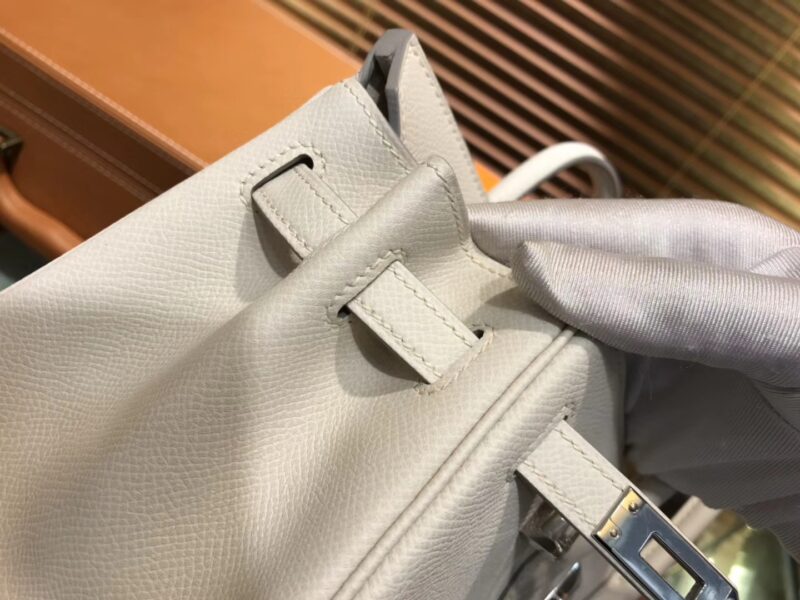 爱马仕 Birkin 25cm ( 铂金包) 掌纹牛皮 奶昔白 原版蜜蜡线 全手工缝制 - Image 5