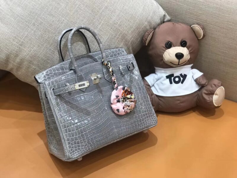 爱马仕 Birkin 25cm 巴黎灰 一级尼罗鳄 银扣 原版蜜蜡线 顶级手工 - Image 5