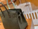爱马仕 Birkin 30 鸵鸟皮 锡器灰 全手工缝制