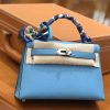 爱马仕 Mini kelly 迷你凯莉 北方蓝 掌纹小牛皮 全手工缝制 臻品级别 银扣 19cm 现货