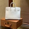 爱马仕 Birkin 25cm 奶昔白 南非进口鸵鸟皮 顶级手缝工艺 金扣