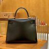 518dc0b0aab91d9.jpg 爱马仕 Kelly 28cm 经典黑 银扣 BOX猫爪纹牛皮 全手工缝制 臻品工序