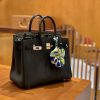 523f07ee1f2750c.jpg 爱马仕 Birkin Touch 铂金包 经典黑 拼 祖母绿 牛皮拼鳄鱼皮 金扣 25cm