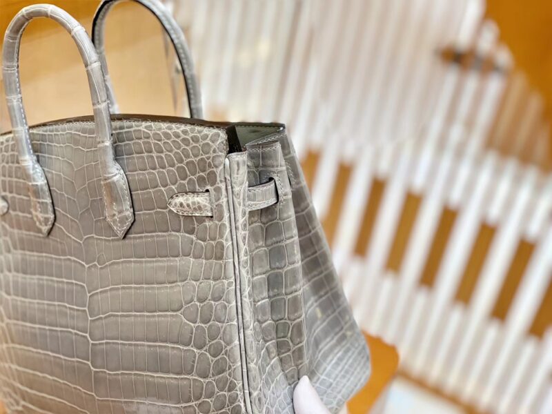 爱马仕 Birkin 铂金包 巴黎灰 一级皮 尼罗鳄鱼皮 臻品级别 银扣 25cm - Image 4