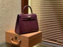 爱马仕 Kelly 25cm 波尔多酒红 仿蜥蜴皮 巨蜥 顶级手工缝制 金扣