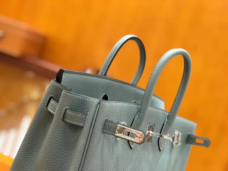 爱马仕 Birkin 25cm 青天蓝 Togo小牛皮 银扣 原版蜜蜡线 顶级手工缝制 - Image 6