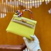 爱马仕 Mini Kelly 19cm 柠檬黄 金扣 掌纹牛皮 全手工缝制