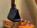 爱马仕 Birkin 铂金包 经典黑 鳄鱼皮拼德国togo牛皮 全手工缝制 金扣 30cm