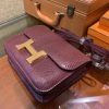 爱马仕 Constance 18cm 波尔多酒红色 仿蜥蜴皮 顶级手缝工艺 金扣