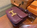 爱马仕 Constance 18cm 波尔多酒红色 仿蜥蜴皮 顶级手缝工艺 金扣