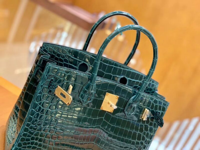 爱马仕 Birkin 30cm 英国绿 尼罗鳄鱼皮 金扣 原版蜜蜡线 顶级手缝 现货 - Image 4