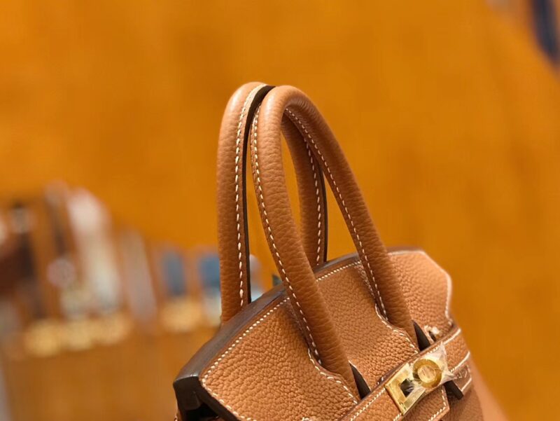 爱马仕 Birkin 25cm 金棕色 Togo小牛皮 金扣 原版蜜蜡线 顶级手工缝制 - Image 6
