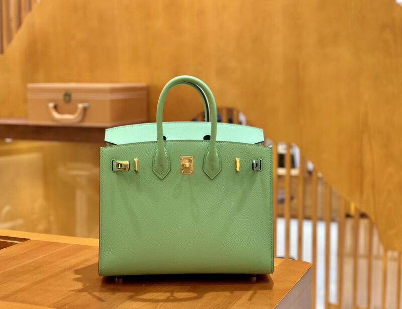 爱马仕 Birkin 25cm 掌纹牛皮 牛油果绿 金扣 外缝 - Image 4