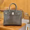 爱马仕 Birkin 铂金包 斑鸠灰 倒V 一级皮 湾鳄鱼皮 臻品级别 银扣 30cm