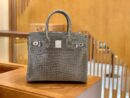 爱马仕 Birkin 铂金包 斑鸠灰 倒V 一级皮 湾鳄鱼皮 臻品级别 银扣 30cm