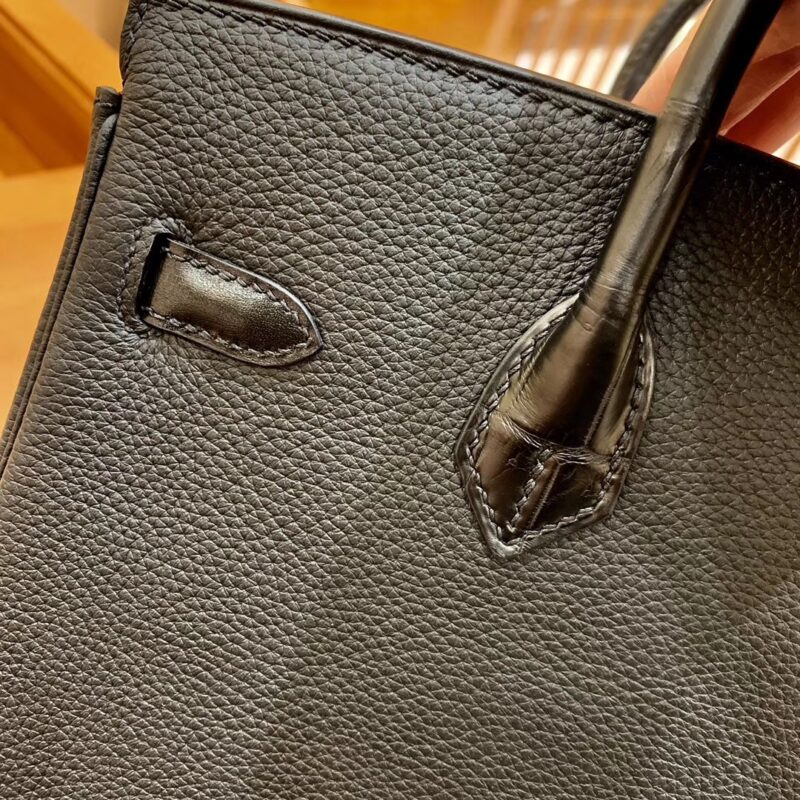 爱马仕 Birkin 铂金包 三拼色 三拼皮 Touch 牛皮拼鳄鱼皮 金扣 30cm - Image 5