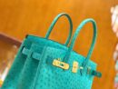 爱马仕 新增现货 Birkin 30cm 维罗纳绿 南非KK级鸵鸟皮 金扣 原版蜜蜡线 顶级手工缝制