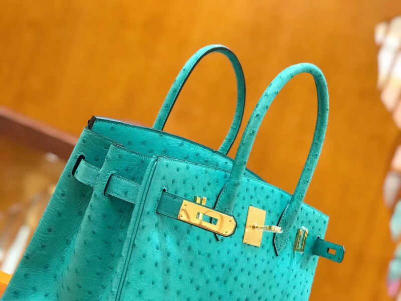爱马仕 新增现货 Birkin 30cm 维罗纳绿 南非KK级鸵鸟皮 金扣 原版蜜蜡线 顶级手工缝制 - Image 5