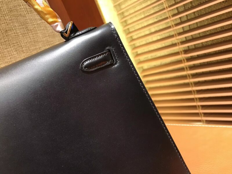 爱马仕 Kelly 25 28(凯莉包)黑色 德国进口 box牛皮 原版蜜蜡线 全手工缝制 - Image 5