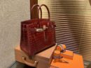 爱马仕 Birkin铂金包 板栗棕 一级皮 尼罗鳄鱼 进口原料 顶级手缝工艺 30cm