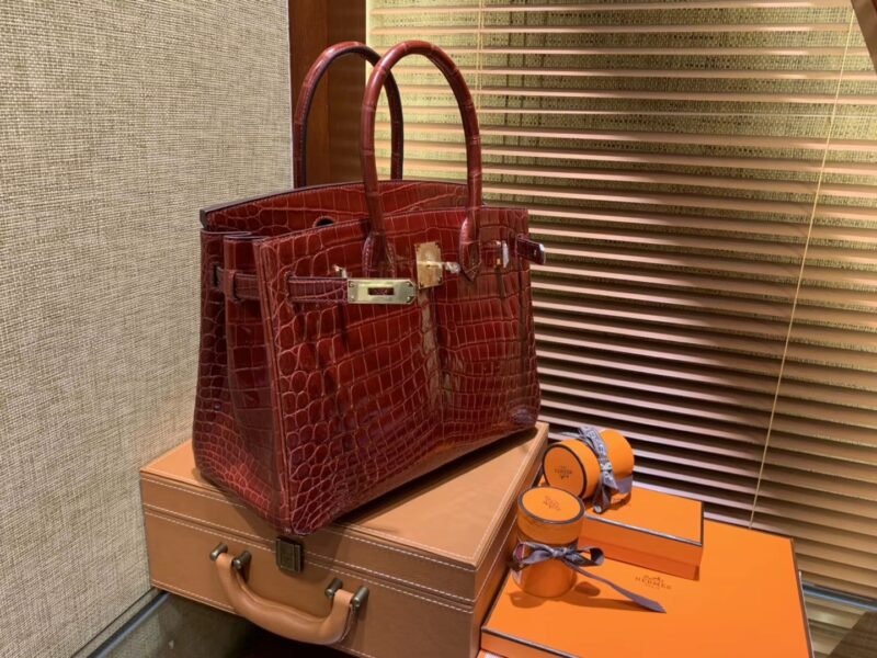 爱马仕 Birkin铂金包 板栗棕 一级皮 尼罗鳄鱼 进口原料 顶级手缝工艺 30cm - Image 6