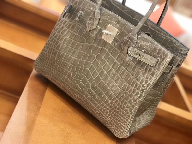 爱马仕 新增现货 birkin 铂金包 斑鸠灰 一级鳄鱼皮 30cm - Image 7