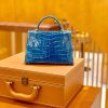爱马仕 Mini Kelly 迷你凯莉 伊滋密尔蓝 一级美洲鳄鱼皮 臻品级别 金扣 19cm