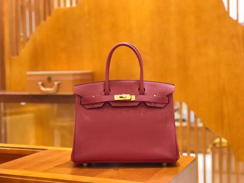 爱马仕 Birkin 30cm 石榴红 Togo小牛皮 金扣 原版蜜蜡线 顶级手工缝制