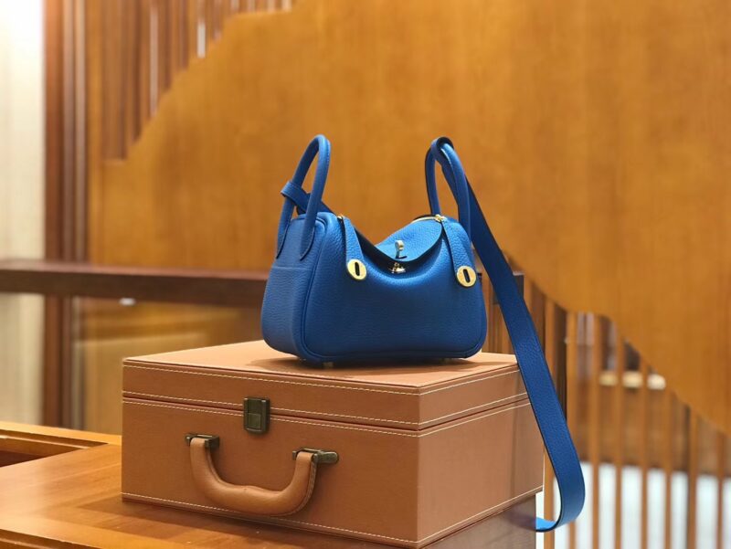 爱马仕 Mini Lindy 18cm TC大牛皮 水妖蓝 原版蜜蜡线 顶级手缝工艺