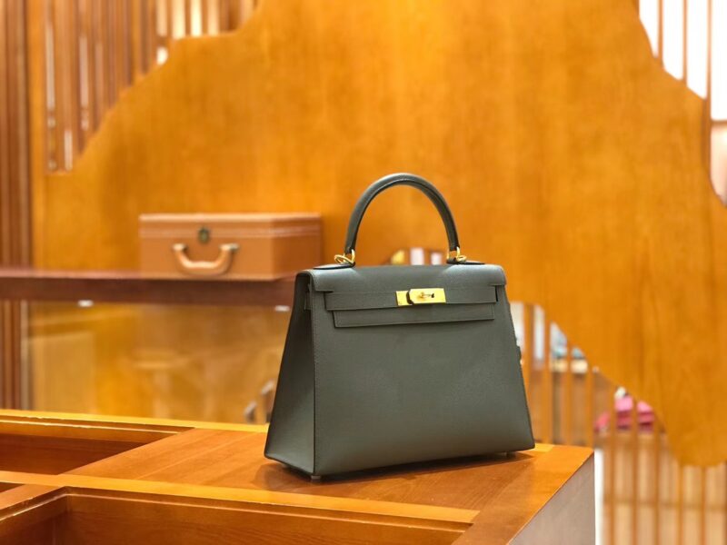 爱马仕 Kelly 28cm 锡器灰 掌纹牛皮 全手工缝制 - Image 2