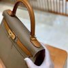 爱马仕 Kelly 28cm 掌纹牛皮 大象灰拼金棕色 全手工缝制